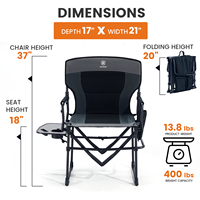 Chaise de directeur robuste pour l'extérieur, chaise pliante portable pour le camping avec poche latérale pour pelouse, sport, pêche, pique-nique, plage