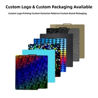 Plaque de construction en acier à ressort PEI à motif holographique de 257 mm avec logo personnalisé pour imprimante 3D Bambu X1 P1P A1 X2D P2S, tapis de lit flexible