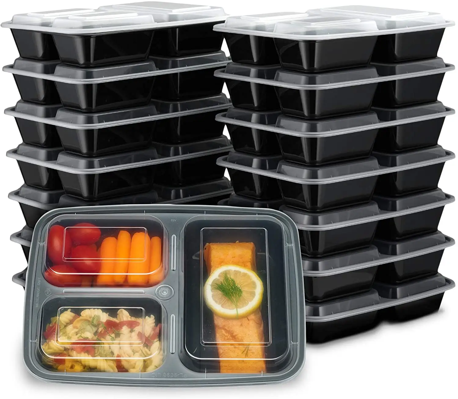 Microwavable recipientes de comida de plástico descartáveis 3 compartimento bento recipientes de armazenamento de alimentos almoço caixas de refeição preparação