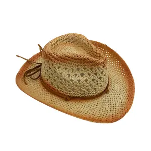 Chapeaux de paille du Panama occidental, Logo personnalisé femmes hommes grand chapeau de paille de Cowboy mexicain surdimensionné pour l'extérieur