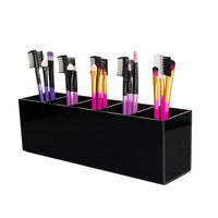 Transparent acrylique fait à la main 5 trous étui de maquillage pinceau de maquillage crayon à sourcils rouge à lèvres boîte de beauté finition de bureau boîte de rangement