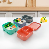 Boîte à lunch carrée en silicone anti-explosion avec compartiments multiples et fonction de maintien au frais, compatible micro-ondes, pour enfants