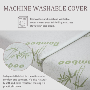 Surmatelas pliable en mousse <span class=keywords><strong>à</strong></span> mémoire de forme de 4 pouces, design orthopédique écologique, housse amovible, tissu respirant - Product Image 2
