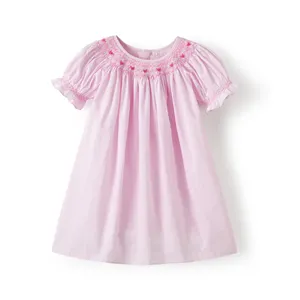 Kids Boutique Clothes Girls Hand Made Smocked Bishop Dresses Children Spain Smocking Embroidery Long Frocks Baby Dress