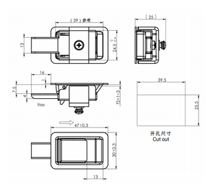 قفل MS866-18 من الفولاذ المقاوم للصدأ للمركبات الترفيهية، قفل T ثلاثي النقاط، قفل مسطح من الفولاذ المقاوم للصدأ 304 مع مفتاح - Product Image 3