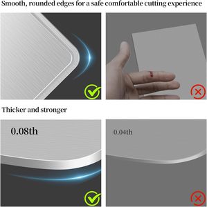 Ensemble de 4 planches à découper en titane de qualité alimentaire pour cuisine, avec rainure pour jus, tapis antidérapant, chiffon de nettoyage, épaisseur 0,08 po, planche à découper pour viande - Product Image 4