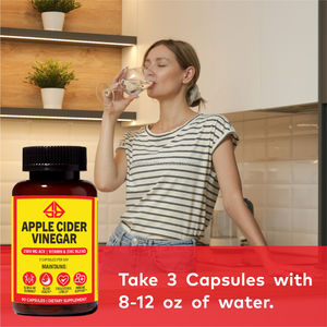 Suplemento herbario de vinagre de sidra de manzana OEM con vitamina D, zinc, magnesio y té verde para adelgazar, quemar grasa y fortalecer el sistema inmunológico, 90 unidades. - Product Image 5