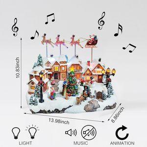 Décoration de Noël artisanale en résine, scène de traîneau du Père Noël et rennes, pour affichage festif des fêtes, décoration de table d'hiver pour la maison - Product Image 3