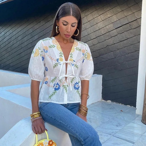 Summer Women <strong>Rose</strong> Print Layer Blouses and <strong>Tops</strong> Lady Shirts - Product Image 4