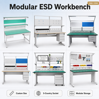 Kit de poste de travail ESD entièrement en acier, 200 kg, avec colonne de prise, pour salle blanche ESD, en gros, en acier de qualité supérieure