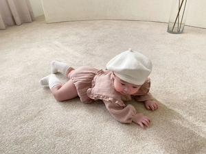 HANOU vestiti per neonate bimbe in cotone biologico con colletto arruffato a maniche lunghe Top + pantaloni di pane abbigliamento Casual coreano - Product Image 3