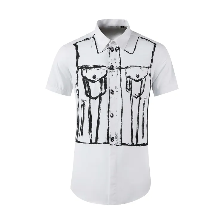 Custom Branded 100% Cotton Blend Moisture Wicking Short Sleeve Casual Men Designer Shirt