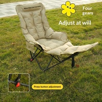 Chaise pliante portable extra-large et extra-large avec dossier réglable en quatre positions, rembourrée, en tissu Oxford, idéale pour le camping