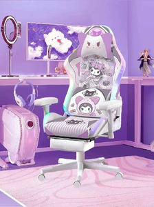 Silla <span class=keywords><strong>de</strong></span> Computadora Giratoria <span class=keywords><strong>de</strong></span> Alta Calidad y Económica, Cómoda, <span class=keywords><strong>de</strong></span> Cuero Sintético, <span class=keywords><strong>para</strong></span> Chicas, Silla <span class=keywords><strong>de</strong></span> Juego Kuromi Morada con Reposapiés - Product Image 6