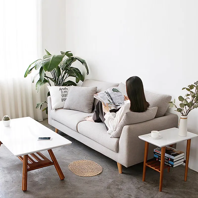Neues Modell Stoff für Sofa einfache Wohnzimmer möbel Sets Designs moderne Holz Stoff Schnitts ofa