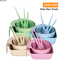 Kit d'outils de coloration capillaire écologiques Wanmei en paille de blé : bols de mélange de couleur, pinceau de teinture, peigne de sectionnement pour coloration et décoloration des cheveux