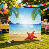 Support d'affichage en aluminium avec impression personnalisée de paysage tropical, toile tendue pour l'affichage en salon professionnel et la décoration visuelle intérieure