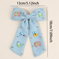 Barrettes à cheveux personnalisées avec breloque crayon pour filles, jolies pinces à cheveux nœud papillon, épingles à cheveux scolaires pour enfants, barrettes diamantées, accessoires de coiffure