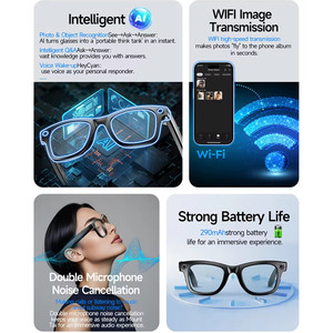 Lunettes intelligentes légères W610 avec caméra 8MP, contrôle de la musique, appels téléphoniques, traduction AI, réveil vocal, lunettes intelligentes AI - Product Image 3