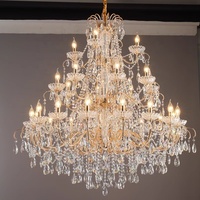 Grand lustre en verre doré rétro de luxe, LED à économie d'énergie, dimmable, pour hôtel, maison, escalier, villa, décoration, luminaire suspendu
