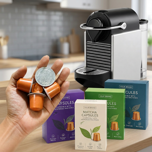 Capsules de matcha de qualité supérieure compatibles avec les machines Nespresso, thé vert biologique pur, vente en gros - Product Image 1