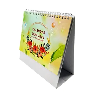 Kawaii Cartoon Custom Logo Printed Calendar Organizer Station 2022 2023 Spiral Wire-o Monthly Stand Flip Table Desktop Calendar