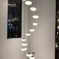 Lustre d'escalier moderne minimaliste à LED avec télécommande, anti-éblouissement, protection des yeux, luminaire suspendu pour salon et restaurant