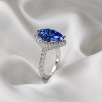Bagues de mode personnalisées pour femmes, bague de fiançailles et de mariage en moissanite bleue, bague de luxe en argent sterling 925