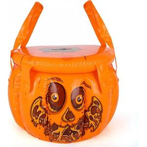 Seau gonflable d'Halloween, couleur orange, léger, durable, en PVC, 12x9 pouces, marque MAKE WAVES - Product Image 1