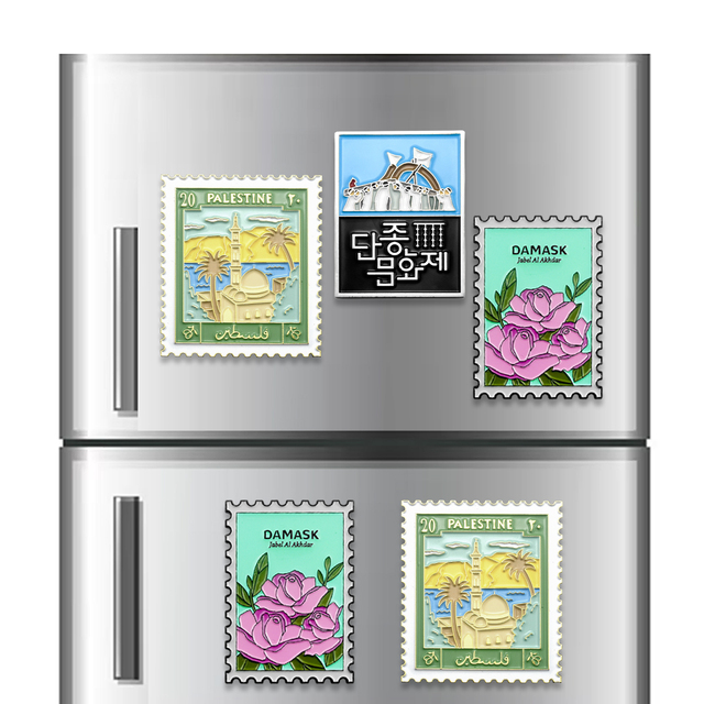 New Arrival Palestine Damask  Famous City  Flower Customized Soft Enamel  Fridge Refrigerator Magnet