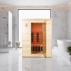 Sauna infrarouge classique avec panneaux en bois de HEMLOCK et en fibre de carbone, pour 2 personnes, avec panneau de commande, vente en gros - Product Image 1