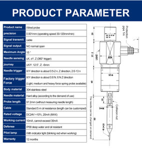 CNC Center 304 Capteurs de sonde filaires en acier inoxydable pour fraiseuses Haute précision 0.001mm Mesure automatique en temps réel - Product Image 5