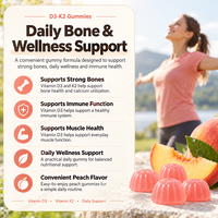 Complément alimentaire naturel en vitamine D3 K2 pour les os et le cœur, soutien immunitaire, gommes naturelles en vitamine D3 K2, marque privée