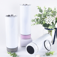 Bouteille isotherme publicitaire portable en acier inoxydable 304 de 20 oz avec haut-parleur Bluetooth intégré et logo, idéale pour la sublimation