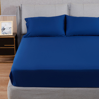Literie en bambou 100%, ensemble de draps de lit, Collection d'hôtel, ensemble de draps de lit 4 pièces couvre-lit Bouti 90 Cm couvre-lit bleu Double