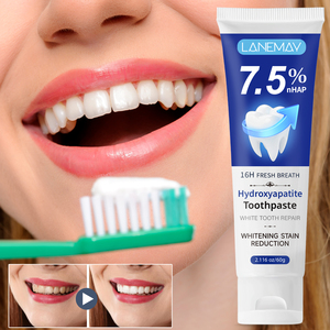 Dentifrice blanchissant à l'acide hyaluronique à la menthe biologique naturelle, haleine fraîche, réduit la plaque bactérienne buccale - Product Image 1
