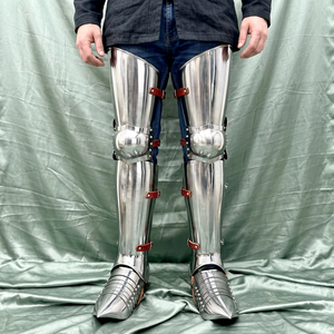 Griffes et sabatons médiévaux en acier faits à la main, imitation antique moderne, armure complète de jambe gaufrée pour chevaliers, SCA, cosplay - Product Image 4