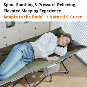 Nuovissimo Lettino da <span class=keywords><strong>Campeggio</strong></span> Portatile Rinforzato, Comodo Letto Pieghevole da Ufficio con Materasso e Supporto Rinforzato - Product Image 2