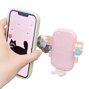 Mobile Phone Holder Clip On Type For Electric Bikes And Bicycles With Bear Design Pink - Product Image 1