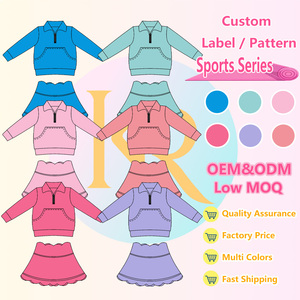 KERUI nuovo stile per bambini ragazze mezza Zip giacca gonna da Tennis Set da ragazza elasticizzato vuoto posteriore Fitness autunno <span class=keywords><strong>abbigliamento</strong></span> Yoga - Product Image 1