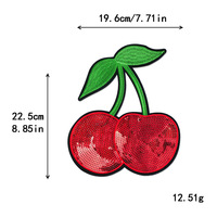 Gillian Patchs thermocollants grands motifs de fruits en feutre non tissé et résine, avec sequins, motifs cerise, ananas, raisin, fraise, banane, pomme