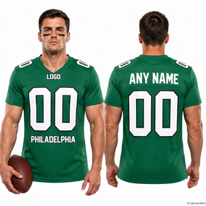 Uniforme de football américain taille 6XL avec logo personnalisé, impression par sublimation, personnalisation pour équipes et clubs - T-shirt à col en V pour homme - Product Image 1