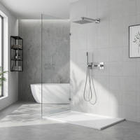 Ensemble de douche encastré moderne en laiton, mitigeur de douche carré à jet de pluie, système de douche mural à poignée unique