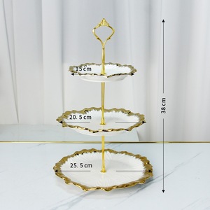 Restaurante moderno Plato de postre de lujo Platos de soporte de pastel de cerámica de boda de 3 niveles - Product Image 6