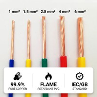 BVR 2,5mm 4mm 6mm Mehradriges Flexibles Kupferkabel Flammhemmendes PVC-Isoliertes Elektrokabel 450/750V Gebäude- und Hausverkabelung