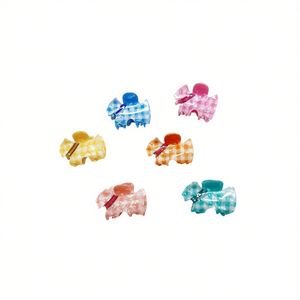 Fermagli per capelli a forma di zampa di West Highland Terrier a scacchi da 7 cm, 2 per colore - Product Image 2