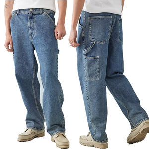 2023 Printemps Automne Grande Vente Jeans Homme Logo Personnalisé 100% Coton Bleu Droit Ample Multi-Poches <span class=keywords><strong>Pantalon</strong></span> Cargo de Travail Charpentier - Product Image 1