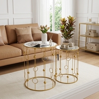 Lander Umweltfreundliches Metall-Couchtisch-Set 2-teilig Gold Dekorativer Eisen-Beistelltisch Moderne Wohnzimmer-Dekoration Möbel Großhandel