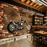 Papier peint mural grand format avec motifs 3D africains, moto, voiture, briques, pour chambre d'enfant, décoration rétro de restaurant