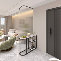 Light Luxury Modern Glass Partition Cabinet with Screen Wall and Front Door Shelf for Entryway/Living Room